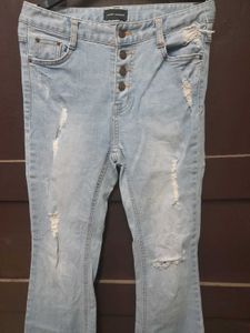 Highwaisted Bootcut Ribbed Denim