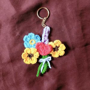 Crochet Flower Bouquet Keychain