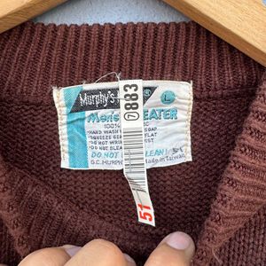 Brown Patterned Knit Sweater