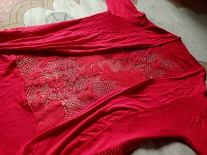 Red Crochet Cardigan