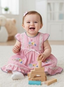 Pink Floral Embroidered Dress