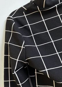 Black And White Checkered Turtle Neck Tee