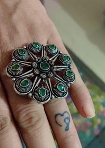 Silver Tone Floral Ring