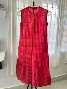 Red Sleeveless A-line Kurti