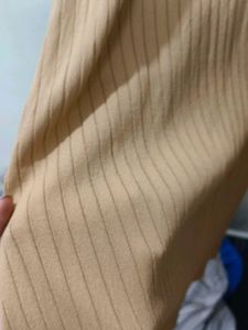 Tan Ribbed Knit Midi Dress