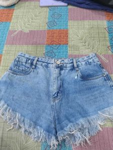 Denim Frayed Shorts
