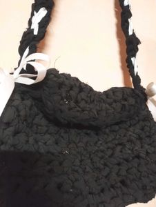 Black Crochet Bow Bag 🎀