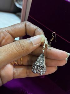 Ethnic Silver Jhumka Earrings