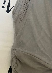 Sleeveless embellished Gray Shimmery Top