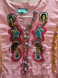 knee length frock with Dora work on front