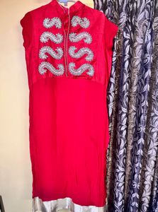 Red Embroidered Kurti