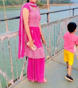 Pink Sharara Suit Set