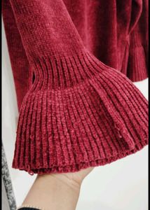 Burgundy Velvet Bell Sleeve Top