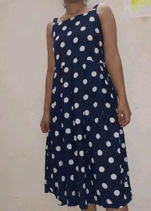 Blue Midi With White Small Dots