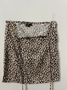 Floral Tie Up Mini Skirt