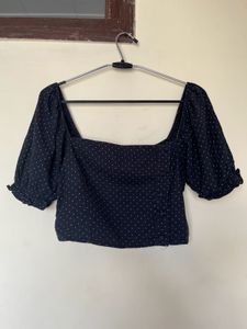 Polka Dot Puff Sleeve Top