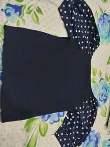 Navy Blue Puff Slvees top
