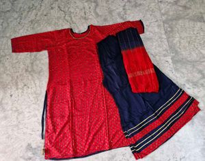 Red &amp; Blue Kurta Set