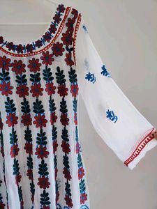 Embroidered White Kurta
