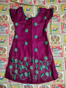 Purple Embroidered Kurtha Set
