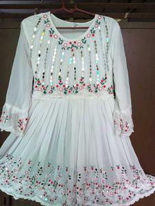 White Embroidered Sharara Suit