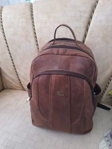 Genuine Leather Unisex Backpack And Perfume Set
