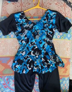 Swimsuit with Blue Pattern