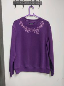 Purple Embroidered Sweater