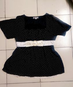 Black Polka Short Dress And Top