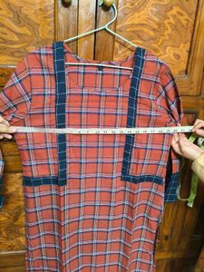 Red Plaid Kurta Dress