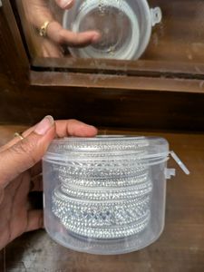 PRETTY WHITE STONE BANGLES