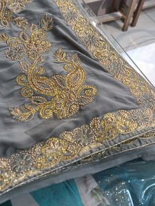 Elegant Embroidered Saree (Issue)