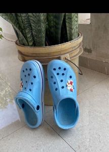 Blue Crocs with Hello Kitty