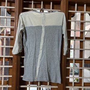 Gray Back Button Top