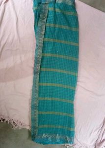 Saree Sky Blue And Light Green 💚 Set Of -2