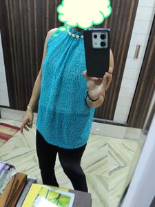 Stylish , Smart Halter Neck PrintedTop