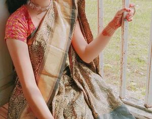 Elegant Black &amp; Gold Kanjeevaram Saree