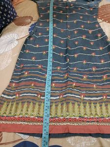 Blue Embroidered Kurti with Dupatta