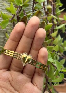 Gold Heart Bangle Bracelet