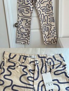 Zara Retro Swirl Pattern Straight Jeans!