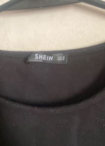 Shein Black Ribbed Tshirt