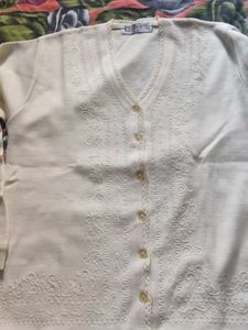 Vintage Cream Cardigan in woolen style 👘