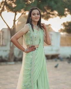 🆕️🆕️Faux Georgette Lehenga Saree With Blouse And