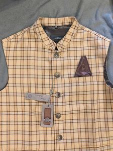XXL - Brown Chequered Nehru Jacket