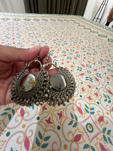 Two Pair Silver Jhumka Earrings