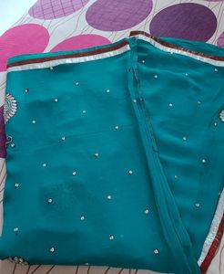 Teal Embellished Saree