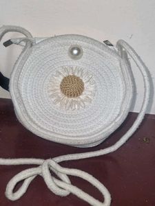 Jute Sling Bag With Pearl