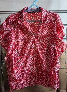 Red Animal Print Top