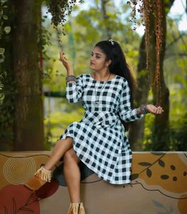 BLACK-WHITE Dress Frock