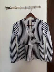 Striped Wrap Blouse